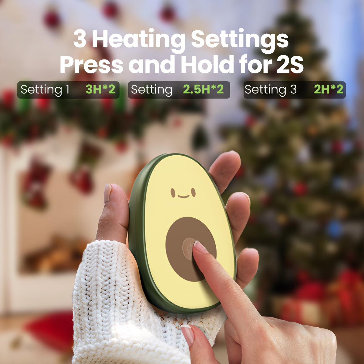 Get two GAIATOP Mini Hand Warmers in this pack! These portable USB rechargeable hand warmers feature a 4000mAh lithium battery, stylish face design, and are compact and safe for a Christmas holiday gift.