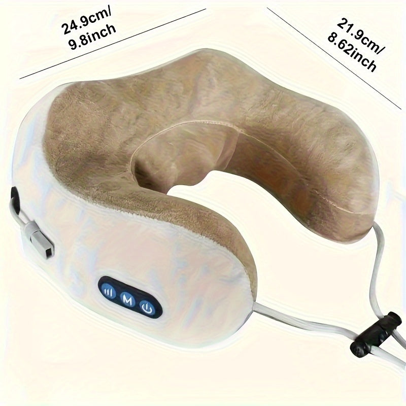 USB-powered rechargeable U-shaped neck massage pillow for home use, with multi-function electric kneading capabilities.