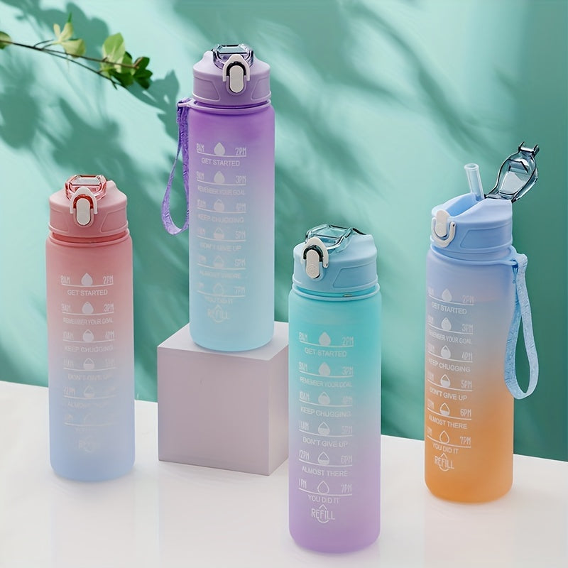 Large capacity water bottle with gradient color design, leak-proof and lightweight for outdoor use, great gift for friends and family.