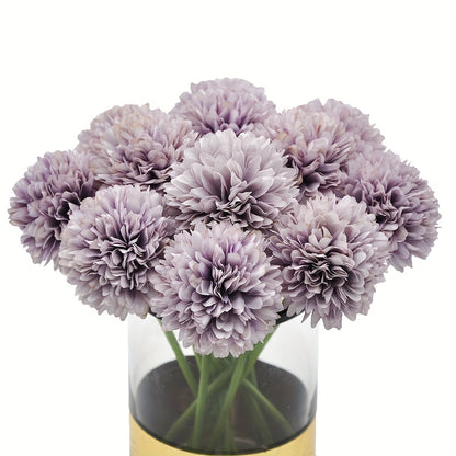 10 artificial chrysanthemum ball flowers for wedding bouquets, home decor, or party table centerpieces.