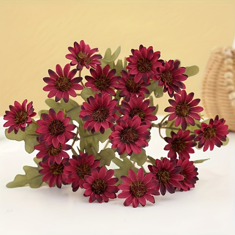 Vibrant Autumn Daisy Artificial Flower for weddings, birthdays, and home decor. Versatile plastic bouquet for living room, bedroom, and garden sill.