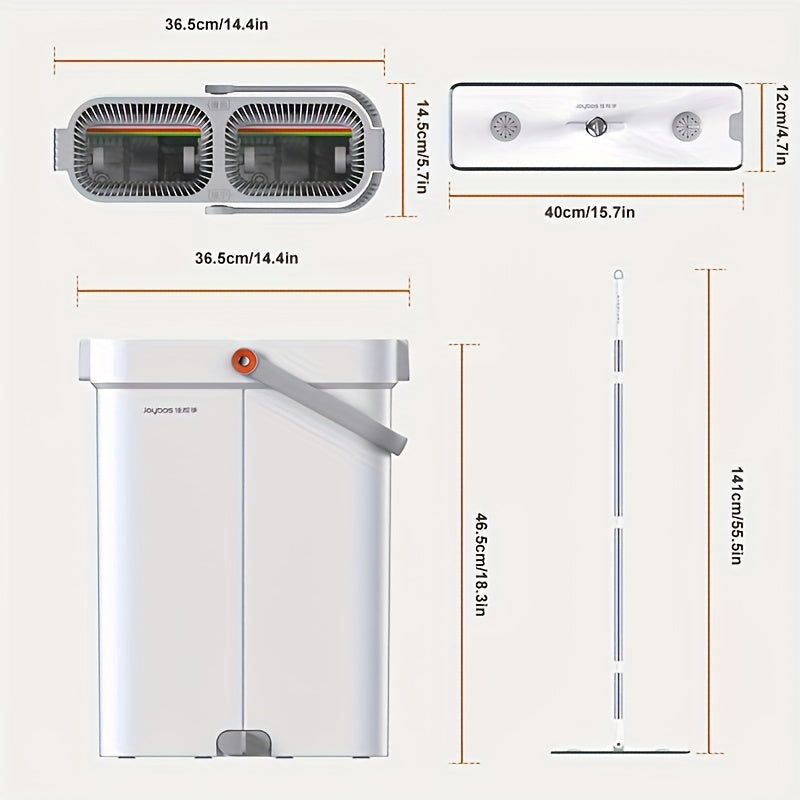 Introducing the Joybos Flat Mop with Bucket - Enjoy the Self-Wringing System, 180° Rotating Head, Stainless Steel Handle, 4X Scraper, and Say Goodbye to Hand Washing - A Versatile Cleaning Mop for Every Room in Your Home!