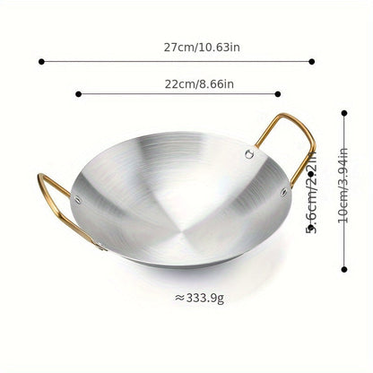 Durable Stainless Steel Wok with Non-Stick Coating - Ideal for Home and Restaurant Cooking, Compatible with Gas Stoves, Portable and Convenient