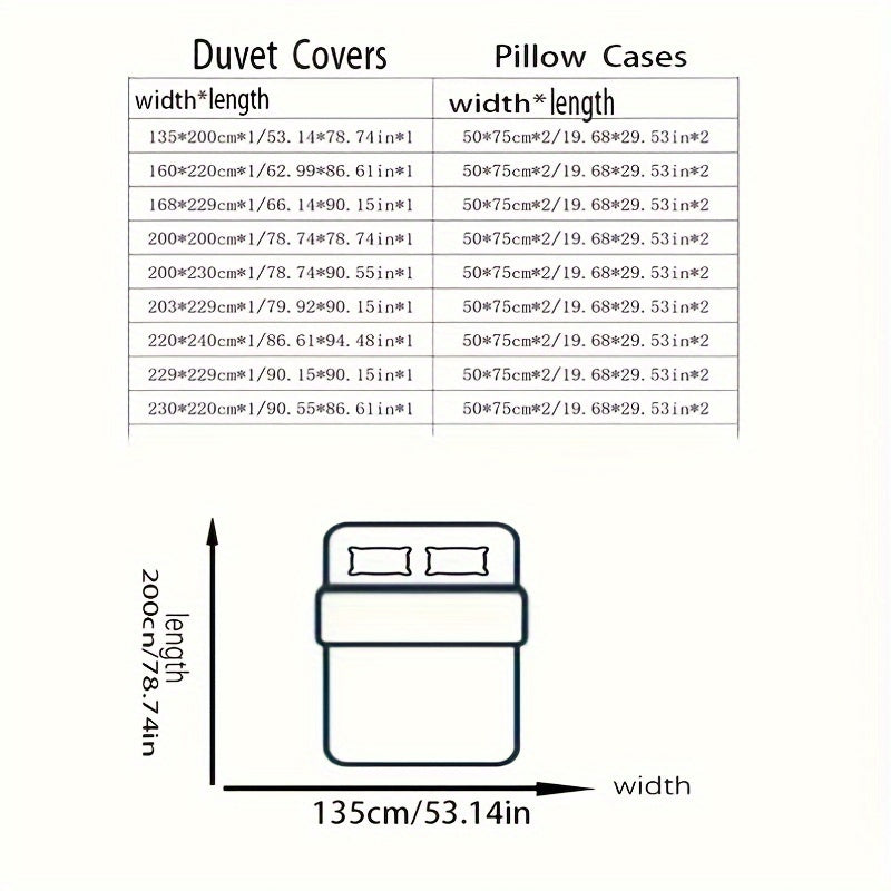 Set of 3 Pieces: Duvet Cover and 2 Pillowcases (Core not included), Featuring a Pastoral Daisy Print Design for a Soft and Comfortable Bedding Set. Perfect for Bedroom or Guest Room Use.