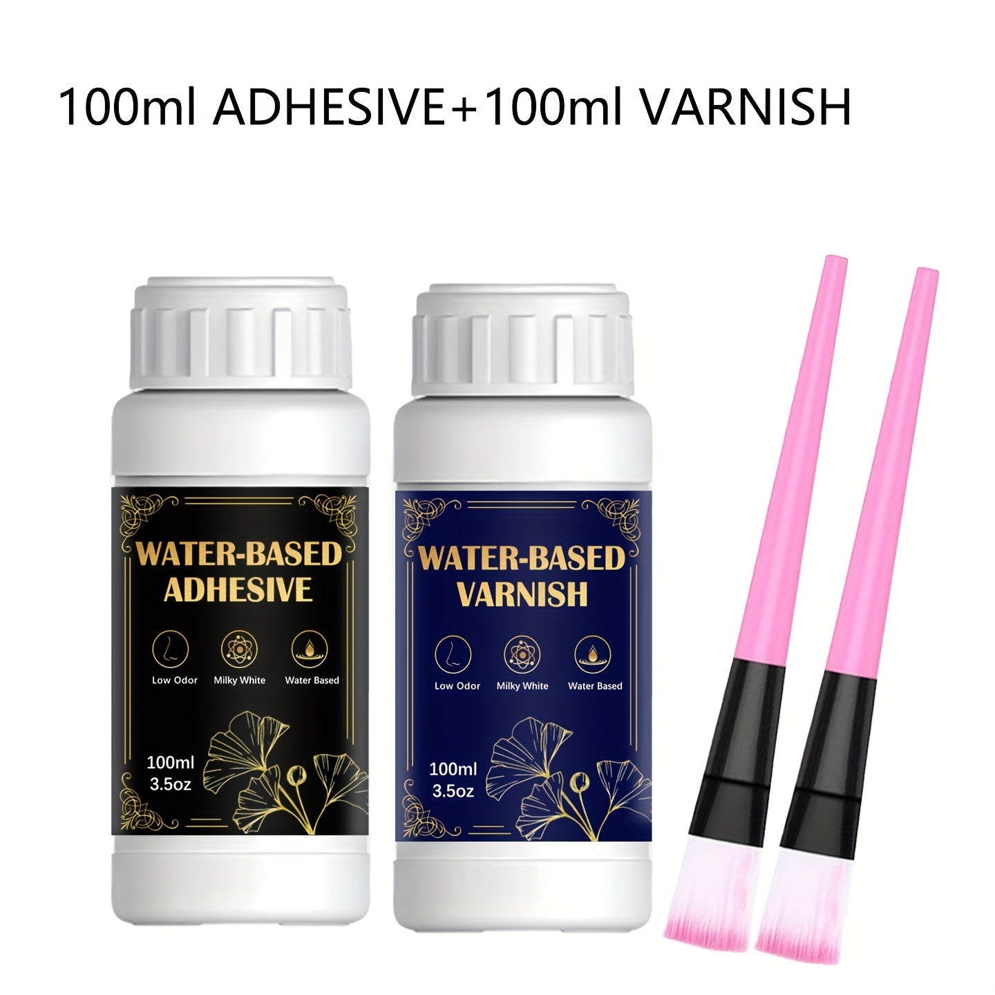 Golden Leaf Kit, water-based adhesive and varnish suitable for DIY crafts, painting, and artwork.