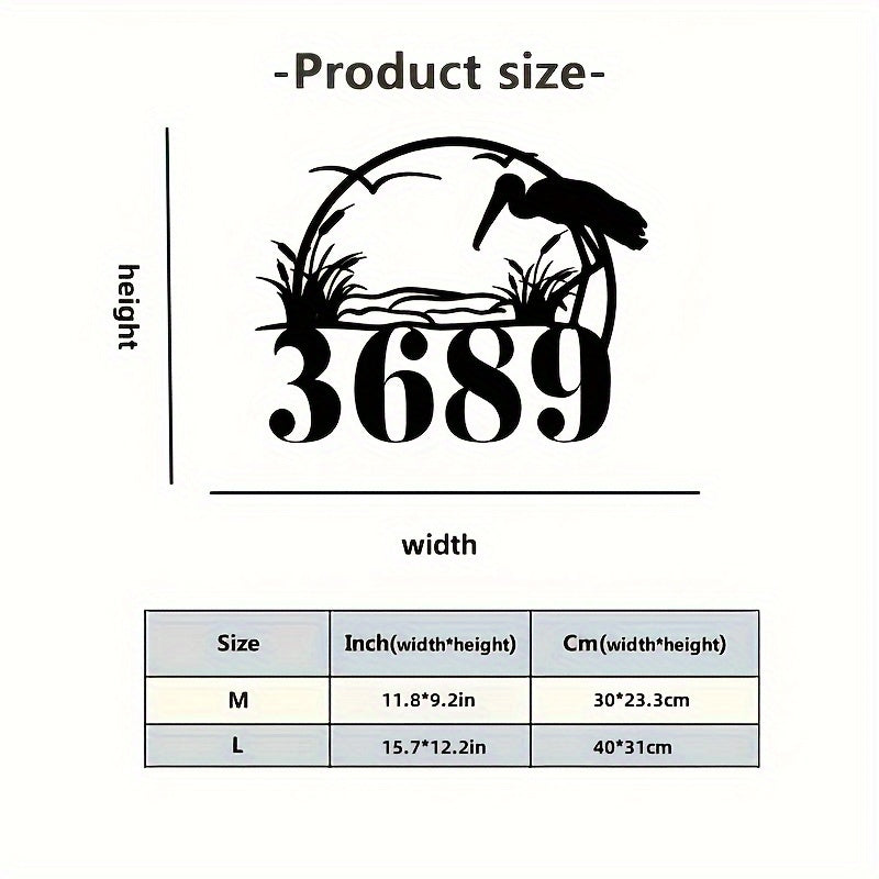 Moslashtiriladigan Stork chaqaloq tug'ilish e'lonlari uchun hovli belgisi - Uy raqami va manzil bilan shaxsiylashtirilgan, tashqi foydalanish uchun mustahkam metall dekor