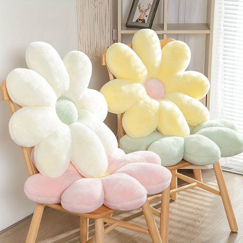 Soft faux fur flower pillow, suitable for home or office decor, machine washable, 60cm/23.62in diameter.