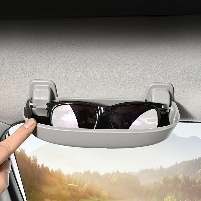 Car interior glasses case without original handle, modified for easy installation without damage.