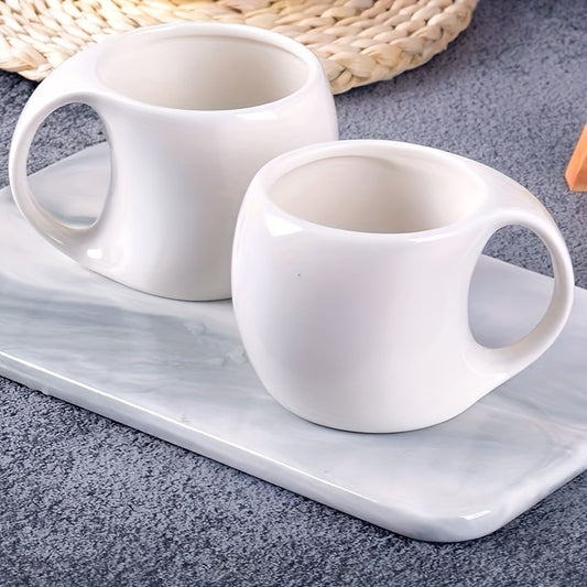 Cute ceramic coffee set for office and home use, dishwasher and microwave safe, 8.5-ounce capacity.