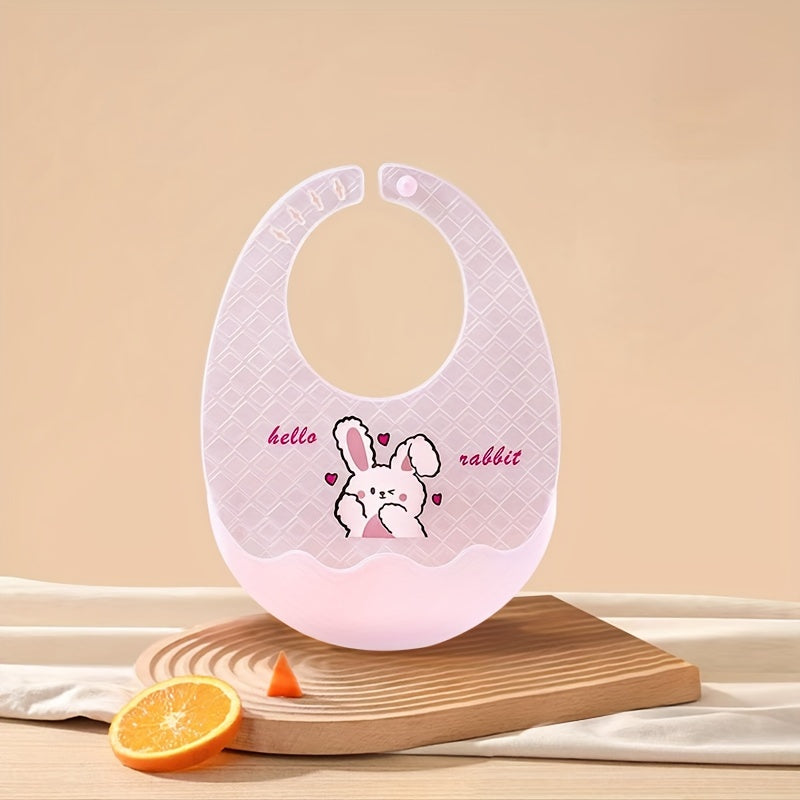 Adorable Silicone Bib: Waterproof, Oil-Proof, and Food-Grade with Cartoon Animal Design. Perfect for Complementary Food on the Go!