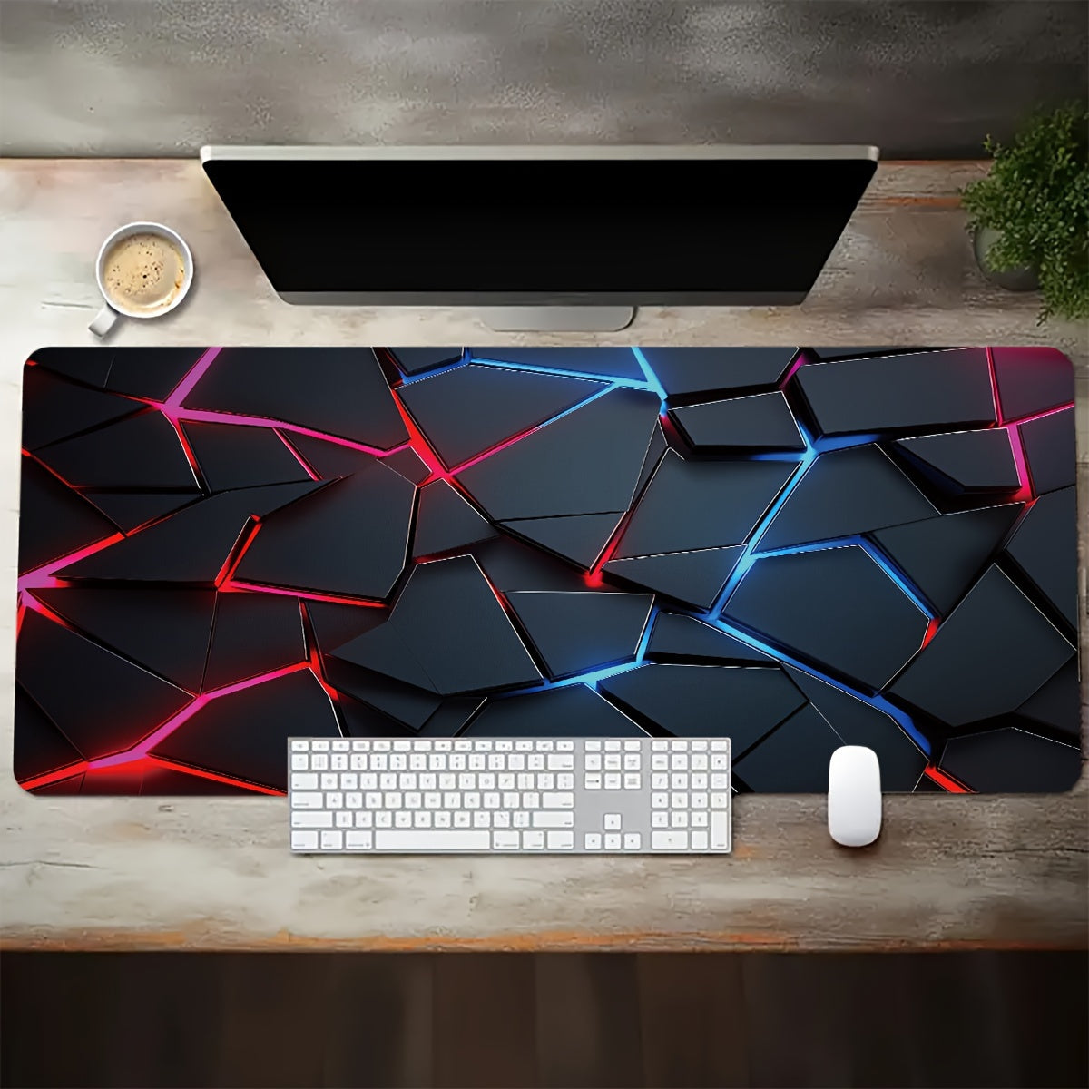 90x40cm Rectangle Gaming Mouse Pad with Red and Blue Gradient Design, Non-Slip Rubber Base, Precision Stitched Edges, and Keyboard Compatibility. Ideal for Gamers and Office Use.