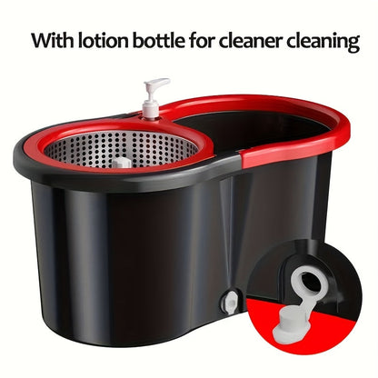 360° Rotating Mop and Bucket Set with 2 Microfiber Mop Heads, Stainless Steel Handle, Suitable for Wet and Dry Cleaning, Perfect for Home and Office Use in Living Room, Bedroom, Bathroom, Toilet, and Kitchen.