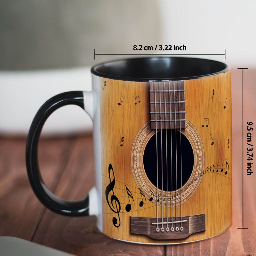 Guitar Pattern Ceramic Coffee Mug, perfect for all seasons, makes a great gift for birthdays or holidays.