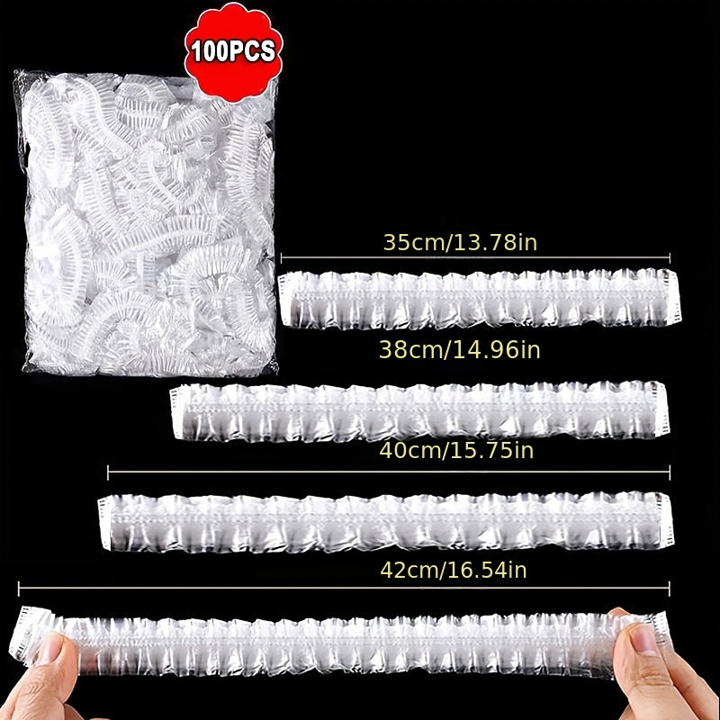 Disposable Food Wrap - 100 Count - Transparent, Stretchable, and Elastic - Ideal for Kitchen and Restaurant - Keeps Leftovers Fresh and Removes Fly Dust - Fits All Plate Sizes