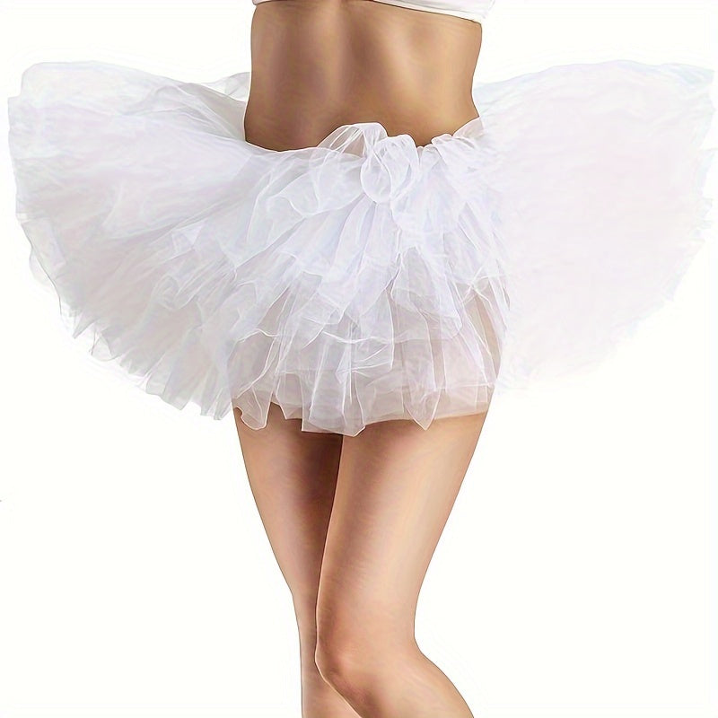 Get ready to party with this Fluffy 80s Tutu Skirt! Perfect for women and teens, this elastic waist skirt features 5 layers of tulle for an ultra-fluffy look. Ideal for Halloween, costume parties, and holiday festivities like Christmas.