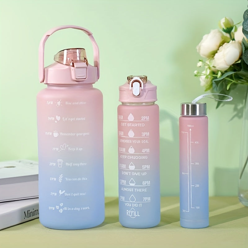 Leak-proof sports water bottles with straw, time marker, and various sizes - ideal for office, school, gym, and workout - motivational and durable - back to school essentials.