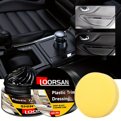 Loorsan & Plastic Restorer Paste for car surfaces - Black Shiny Finish, Easy Application, Restores Aging Damage, Before-and-After Results Shown