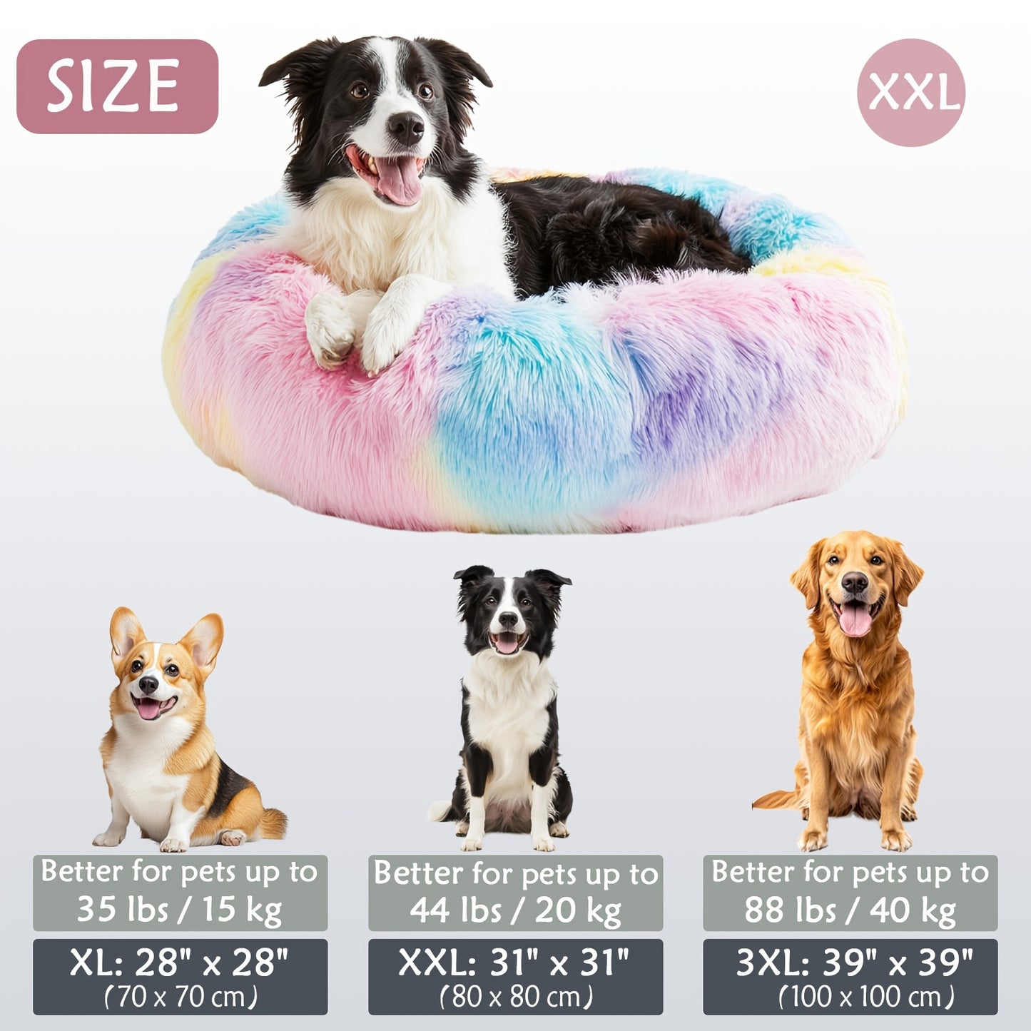 Cozy round pet bed for dogs, ideal for autumn and winter indoor sleeping.