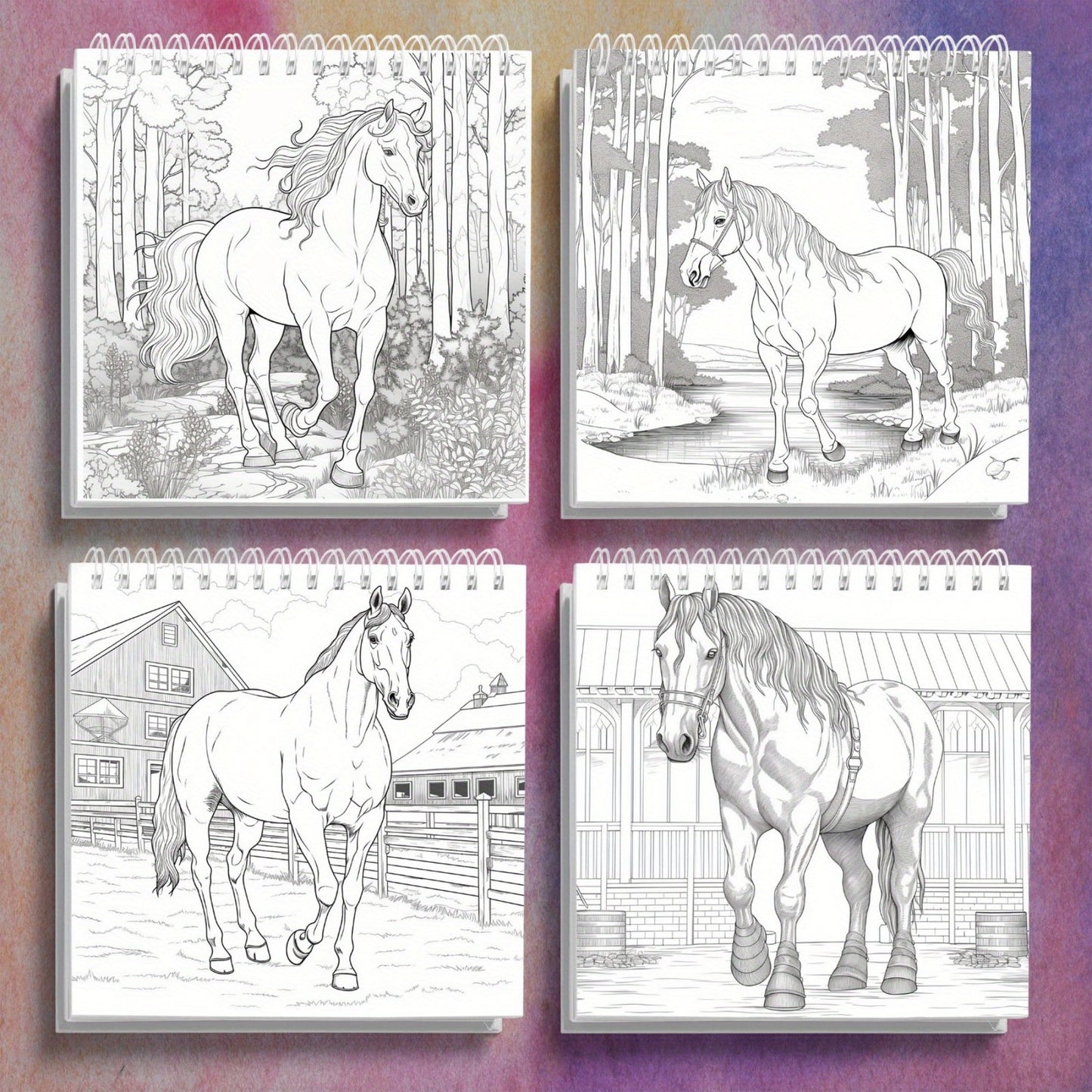 Find peace and joy with our adult horse coloring book, suitable for all skill levels.