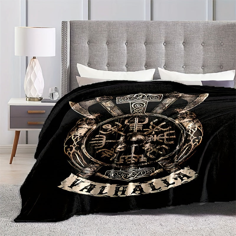 Stay warm and cozy with our 1pc Flanged Blanket featuring a retro Viking logo print. This comfortable and plush blanket is perfect for camping, sofa, bed, couch, and office use. It makes a great gift for all seasons.