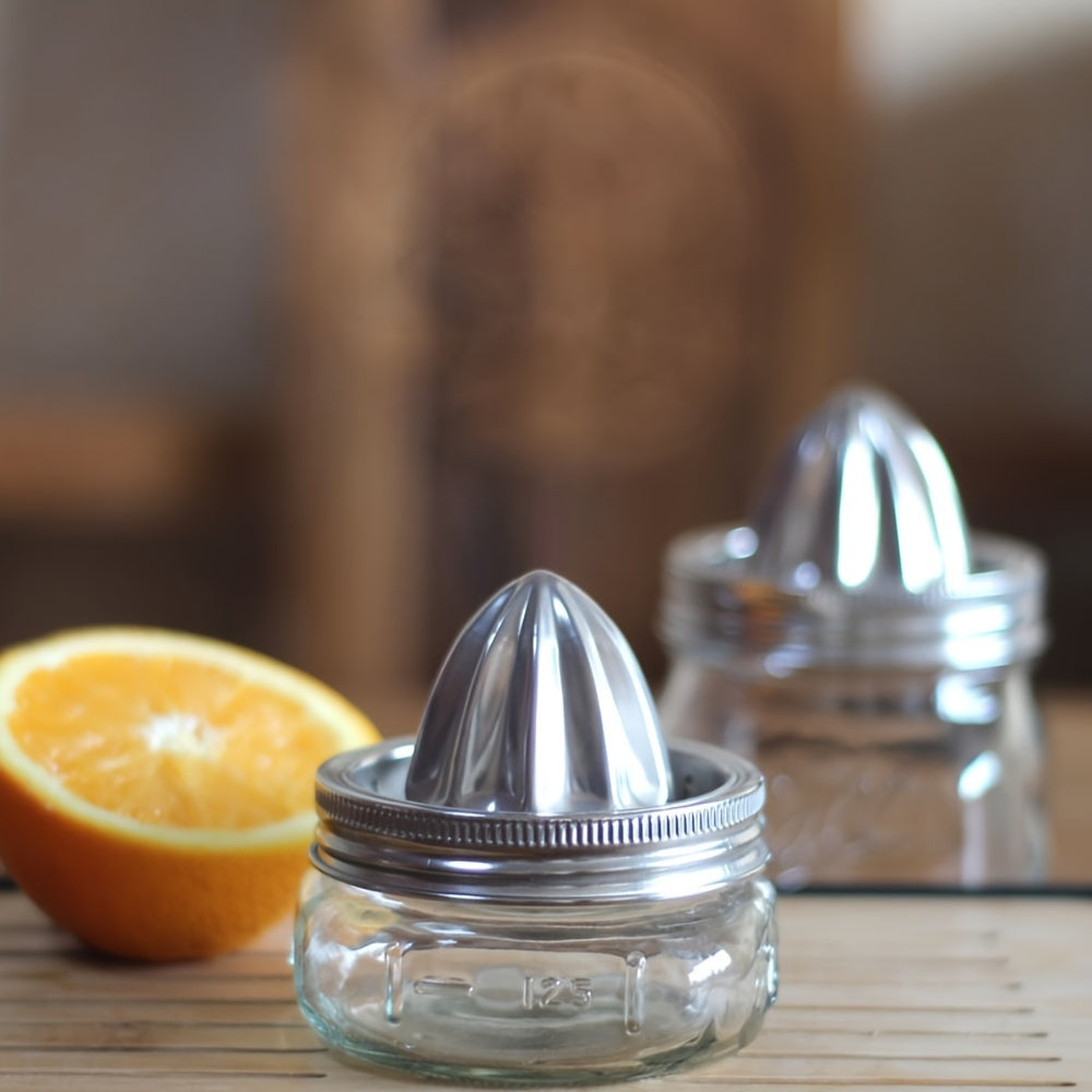 This stainless steel lemon squeezer and juicer with bowl container is portable and convenient for easy use with oranges and lemons.