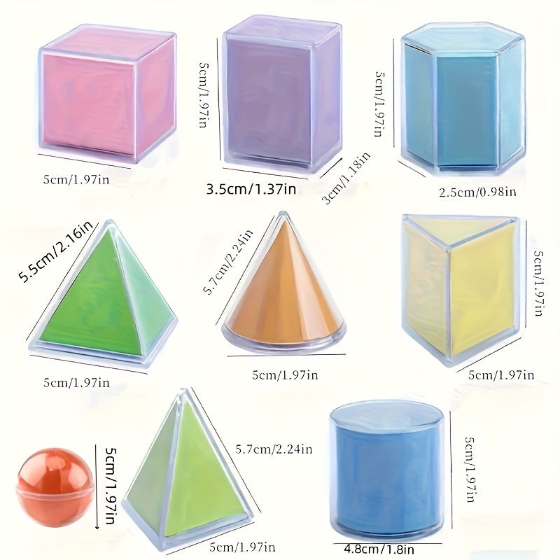 18-Piece Geometric Model Kit for Perspective Geometry Demonstrations, PC Material.