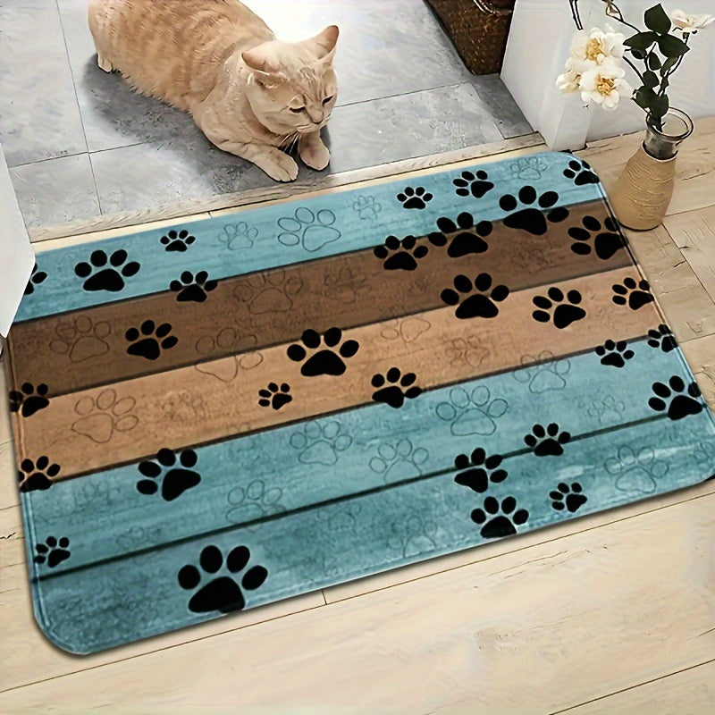 1-piece Dog Paw Print Area Pattern Entryway Mat, Fast-absorbing Quick Dry Bath Mat, Machine Washable Rug, Entryway Rug, Bath Mat, Dining Establishment, Family Room, Workplace, Home, Ornamental Rug, Ideal for Christmas