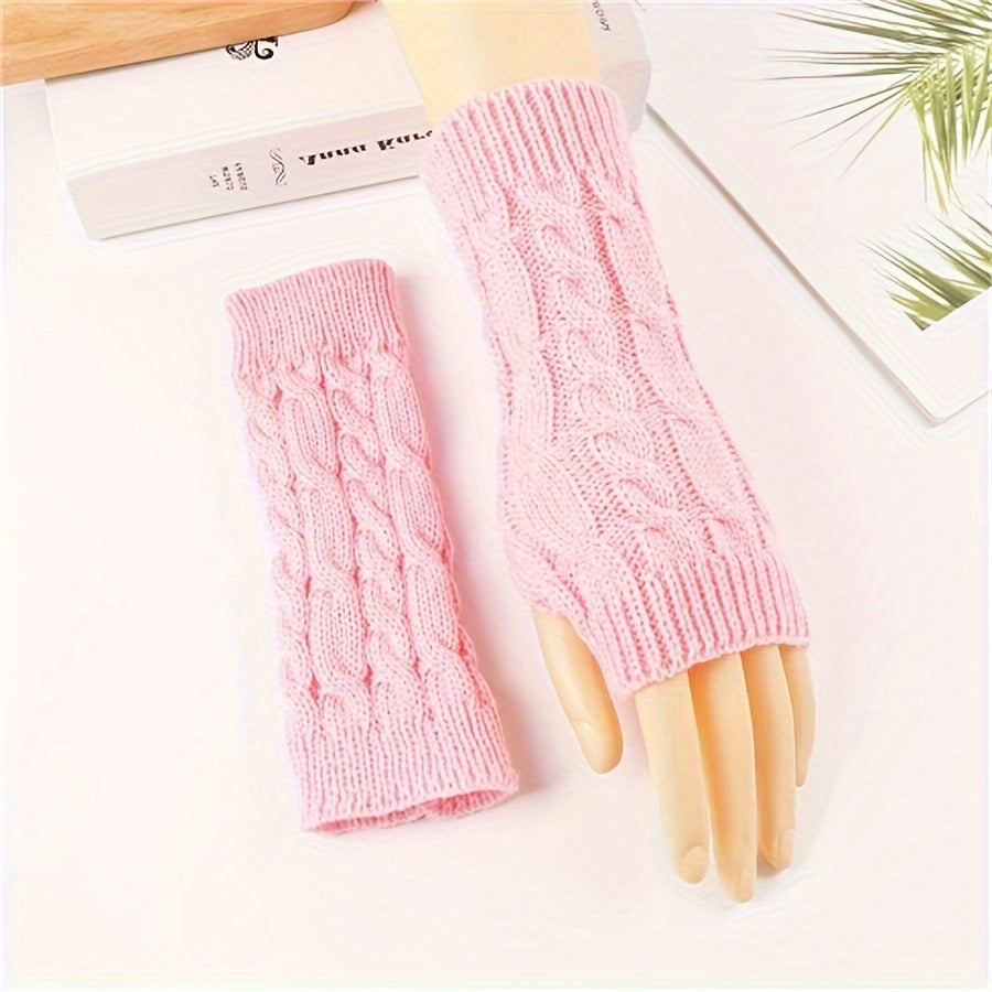 Stay cozy and stylish with these unisex acrylic fingerless arm warmers. Made from 100% knitted acrylic, they offer an elastic fit and a half-finger design for casual weekend warmth. Plus, they are touchscreen compatible for easy riding and mobile use.