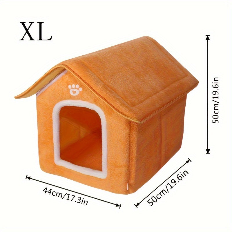 Cozy Pet House with Four Seasons Washable Enclosed Warm Dog Bed Cat Shelter made from Polyvinyl Chloride Material, Non-Skid Bottom, Assembled.