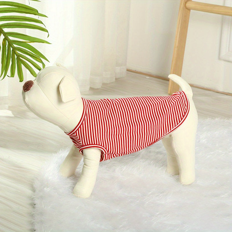 Stylish Striped Pet Vest for Small Pets - Machine Washable, Knit, Pullover Style