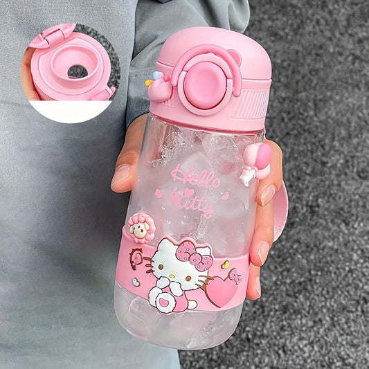 Hello Kitty Pink 16.90oz Tritan water bottle for family fitness and outdoor sports (straw not included).