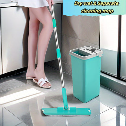 This set includes a single household mop for both dry and wet cleaning, ideal for use on kitchen, living room, and bedroom floors. The set also includes a bucket for easy wringing and a dual-use design for versatile cleaning. The perfect gift for