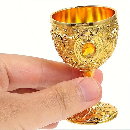 Two 30ML chalice goblets and an embossed diamond-encrusted metal shot glass for red or white wine, perfect for parties, weddings, and anniversaries.