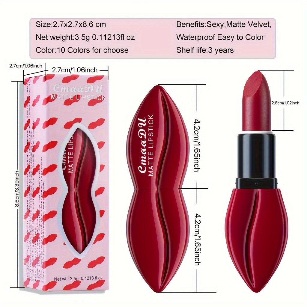 10 Colors Non-stick Cup Matte Lipstick, Long Lasting Waterproof Valentine's Day Gift