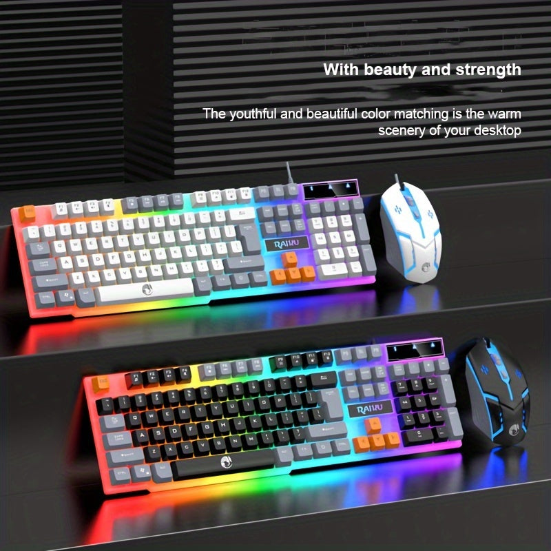 Colorful Glowing Keyboard and Mouse Set for Gaming