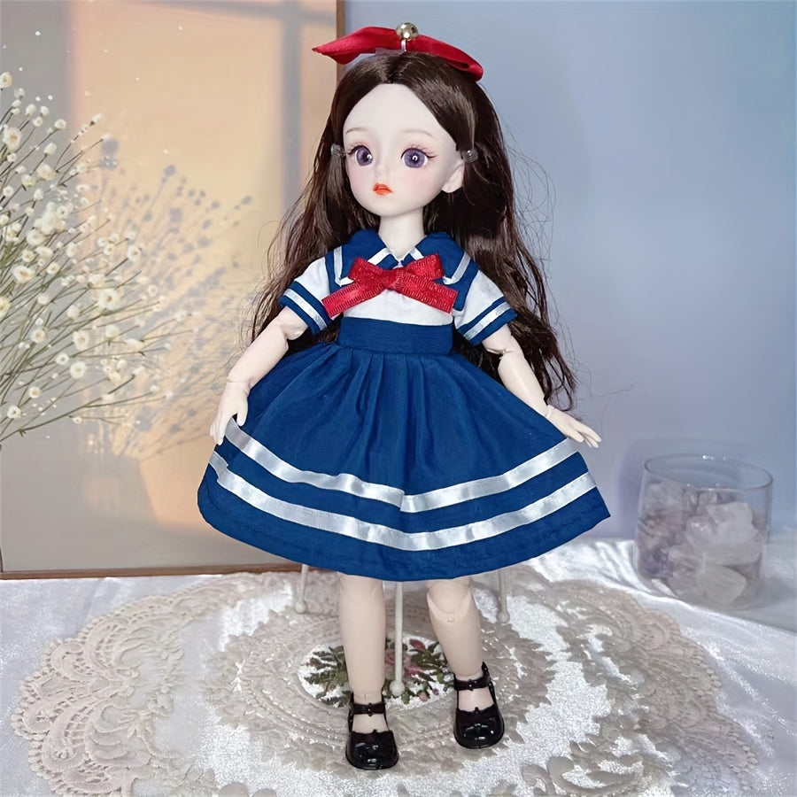 30cm/11.8" BJD Doll with Colorful Eyes and Cute Makeup, Ideal for DIY and Gifting - AKODEERD