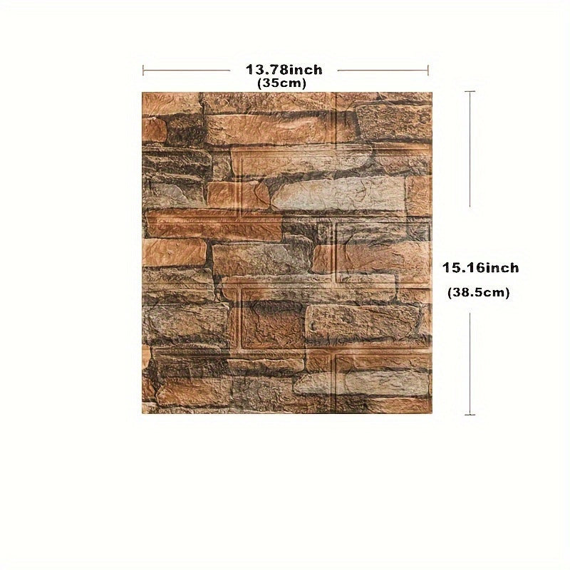 3D wall tile stickers - 20/50/100 pcs available in brick pattern, self-adhesive, waterproof, easy to clean, and suitable for kitchen, living room, bathroom, and corridor.