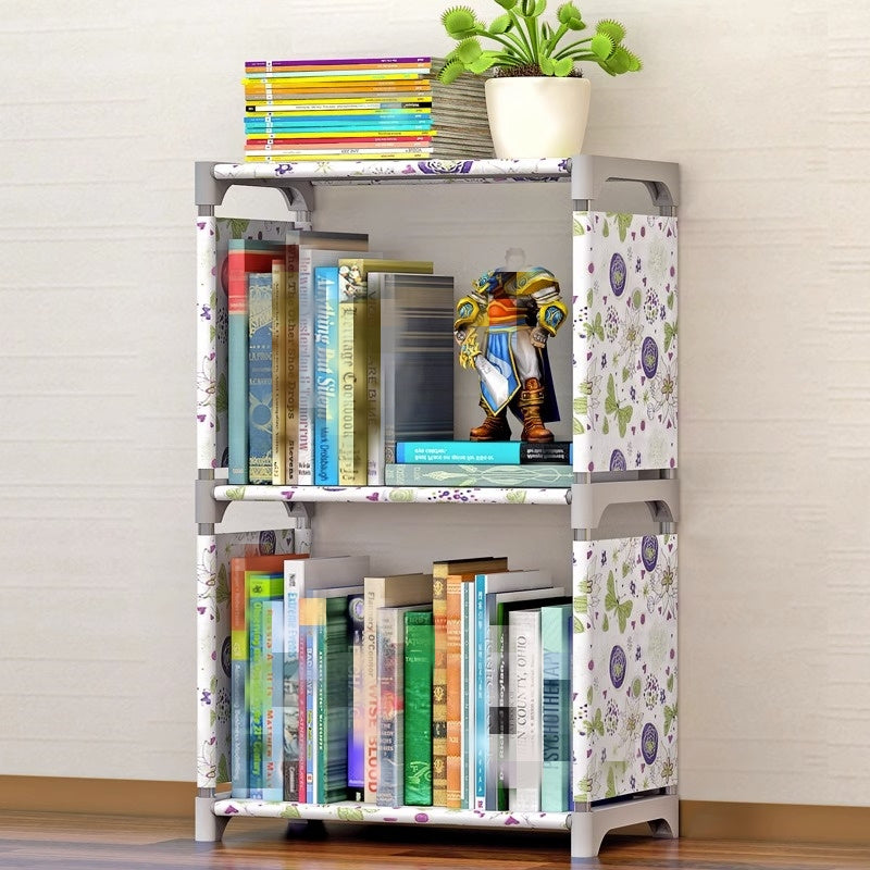 Modern student bookshelf storage rack with combination cabinet and newspaper rack