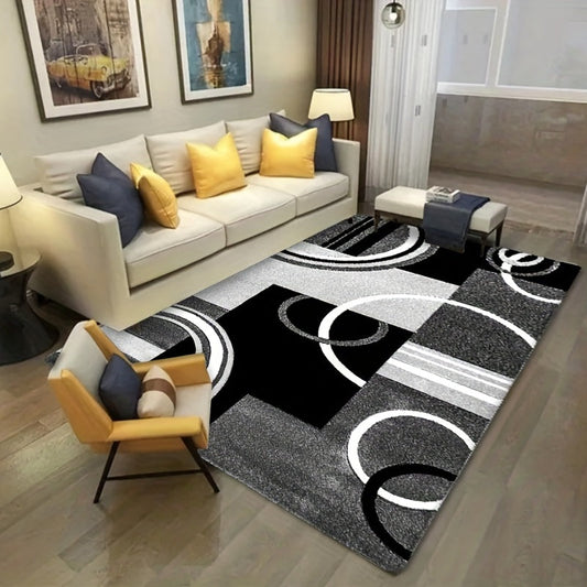 Minimalist Style Area Rug with Graphic Print, Washable Throw Carpet for Leisure Area or Bedside, Perfect for Home Decor in Spring. This rug is suitable for use in cloakrooms and is a creative addition to any room.