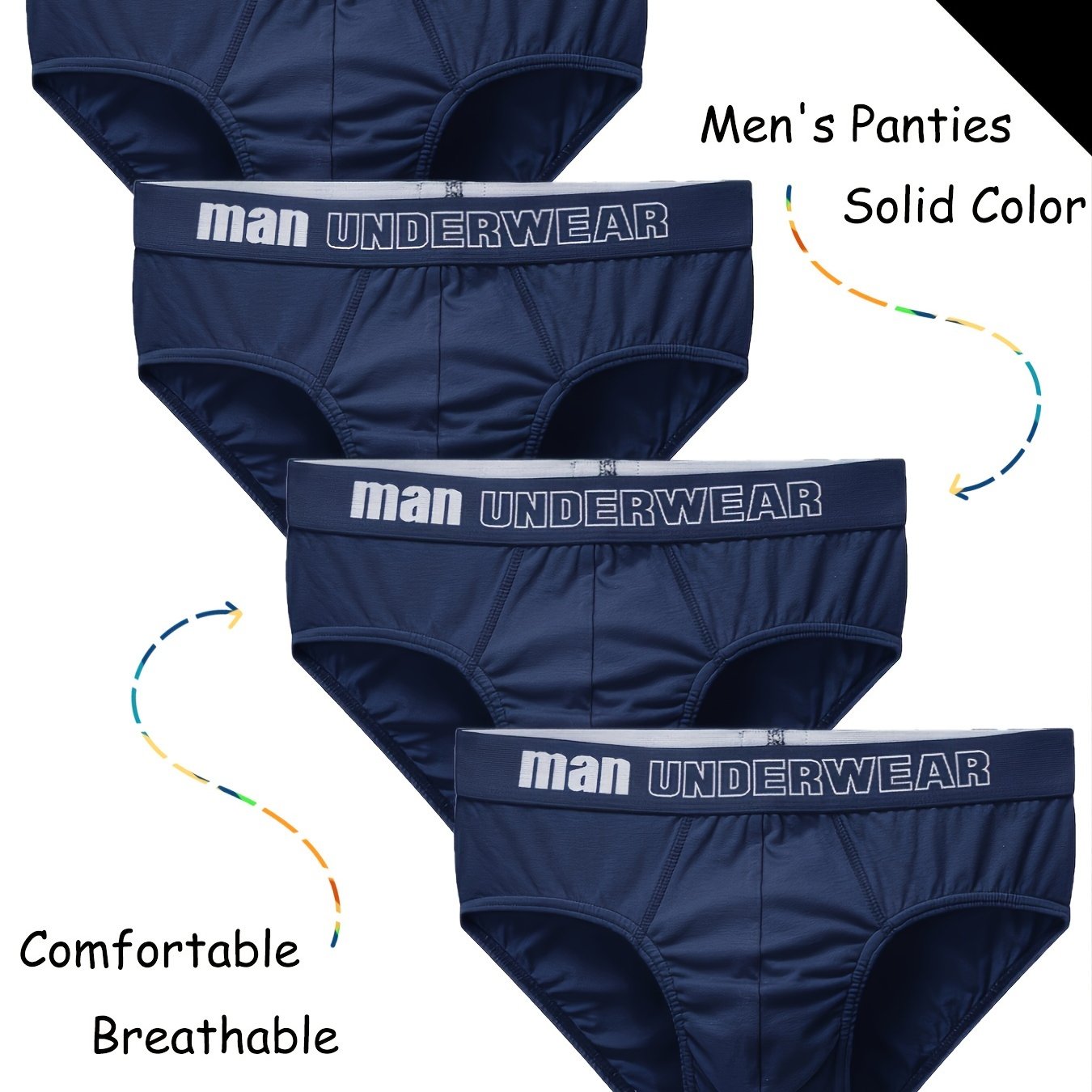 Men's Mid Waist Stretch Cotton Briefs Underwear