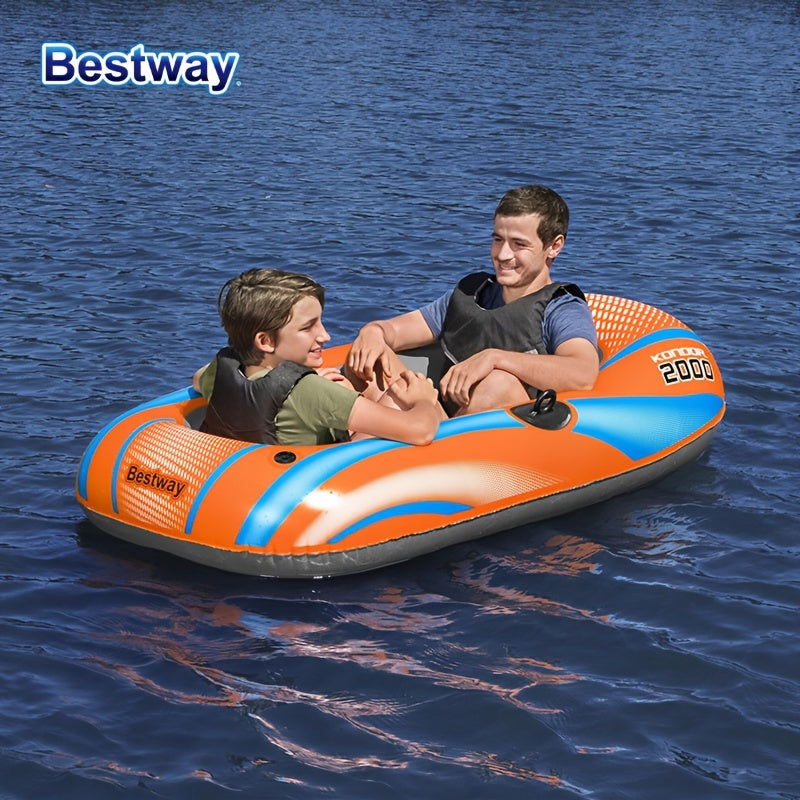 Durable inflatable kayak for 1-3 people with fast inflation system for thrilling water adventures.