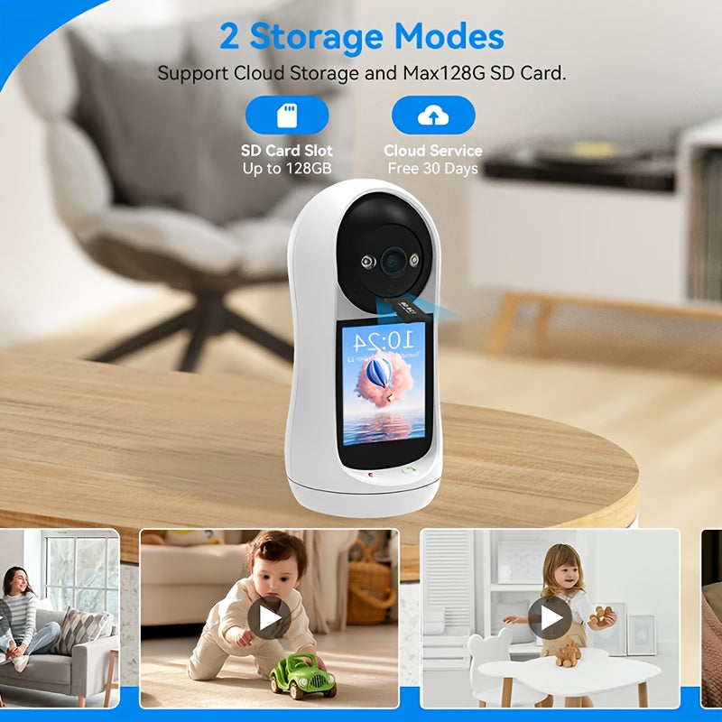 360° Smart Indoor Camera with 2-Way Audio, Portable Design & Built-in Light - Perfect for Monitoring Pets, Elderly & Nannies - USB Powered, WiFi Enabled, Bi-Directional Screen, Mobile App Integration