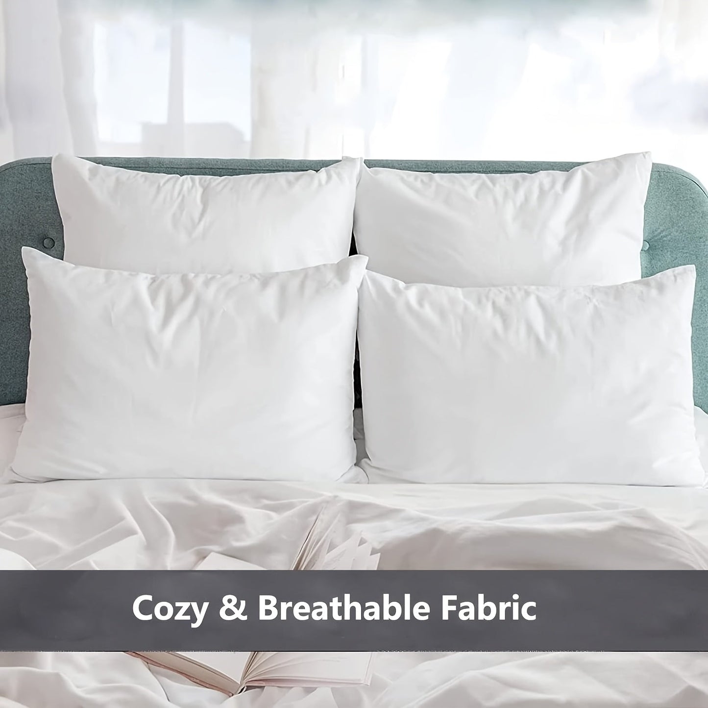 Get two sets of white pillowcases that are perfect for families, hotels, and apartments. These pillowcases provide a comfortable experience with their soft and breathable material. Made of high-quality fabric, they are suitable for bedroom, sofa, and