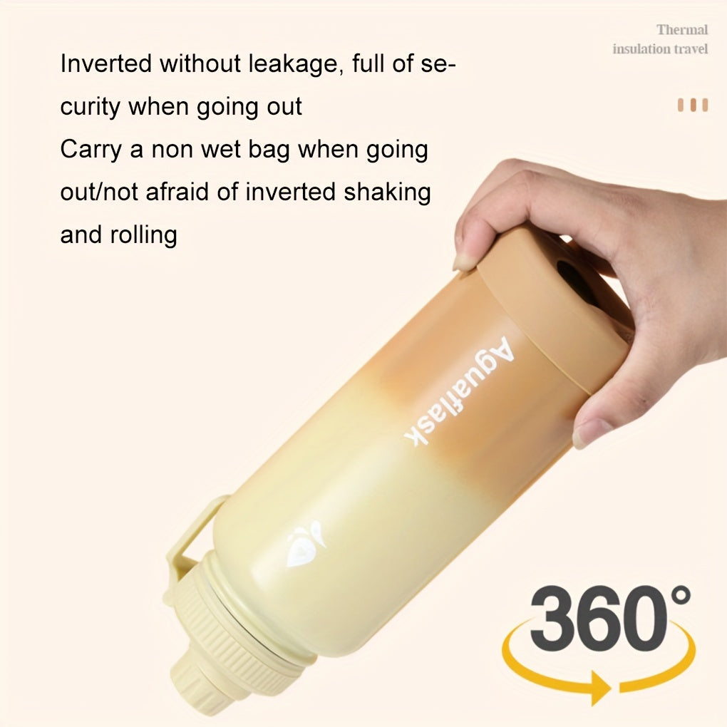 500ml stainless steel water bottle with lid, reusable, hand wash only, vacuum insulated, holiday theme, portable sports flask.