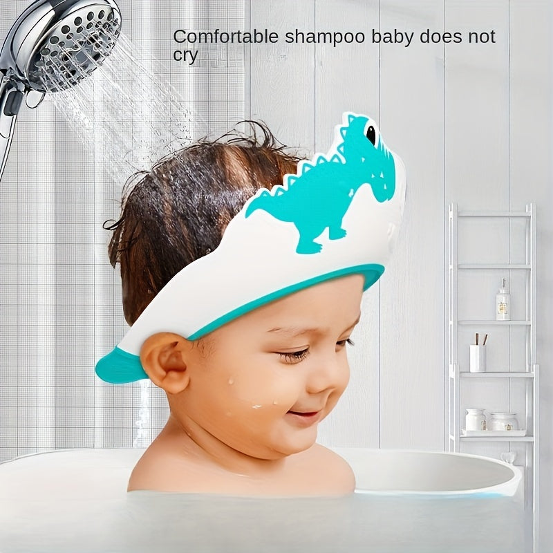 Shower Cap with Fun Dinosaur Design, Waterproof Shampoo Barrier, Leak-Proof, Comfortable Fit, Ear Protection for Kids Ages 2-6, Perfect Bath Time Accessory by PANLYNNER