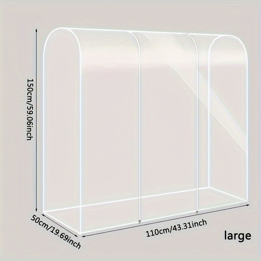 Spacious Clear Garment Cover - 149.86x109.22cm Shield Against Dust & Moisture, Ideal for Clothing Storage in Bedroom, Cloakroom, Living Room, or Mounted Closet Systems, Freestanding or Floor Rack for Winter Clothes