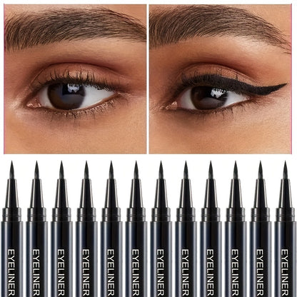 Luxury Waterproof Liquid Eyeliner 12-Pack with Precision Tip, Ideal for Sensitive Eyes & Smudge-Proof Formula