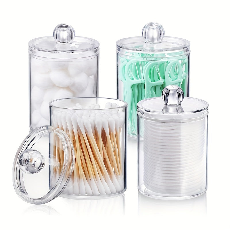 1pc 8oz Swab Holder, Buds Ball Dispenser, Bathroom Canister, Clear Apothecary Jar, Storage Bins for Home Organization