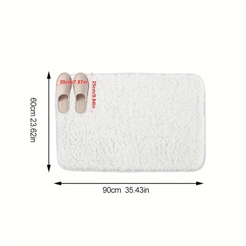 Plush Pink Non-Slip Rectangular Floor Mat - Quick-Drying, Low-Maintenance Polyester Bathroom Mat for Home Decor and Comfort