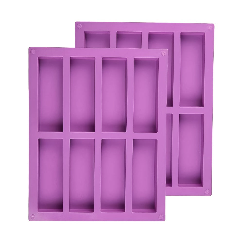 One piece or two pieces available, this 8-cavity silicone mold is perfect for baking energy bars, muffins, brownies, cornbread, cheesecakes, pudding cakes, and soaps. The large rectangular mold features a non-stick coating for easy release and is